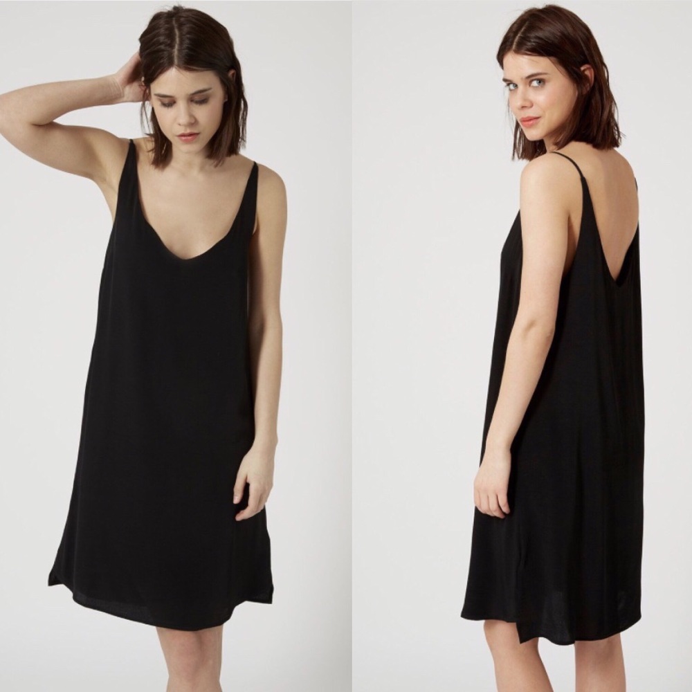 Topshop apex slip dress black size 6